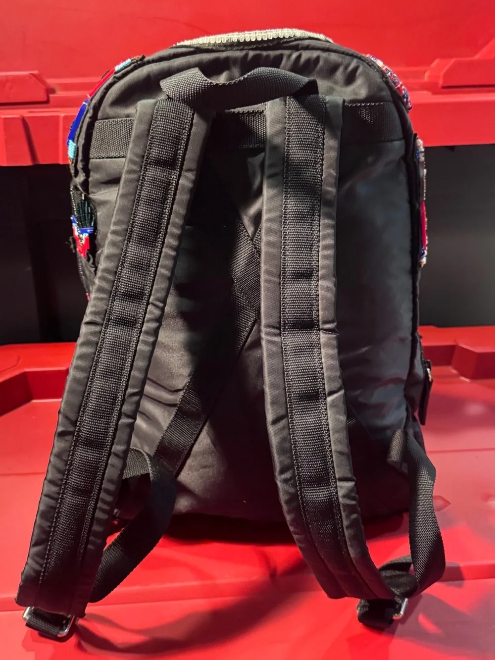 Black Embellished Beaded Backpack